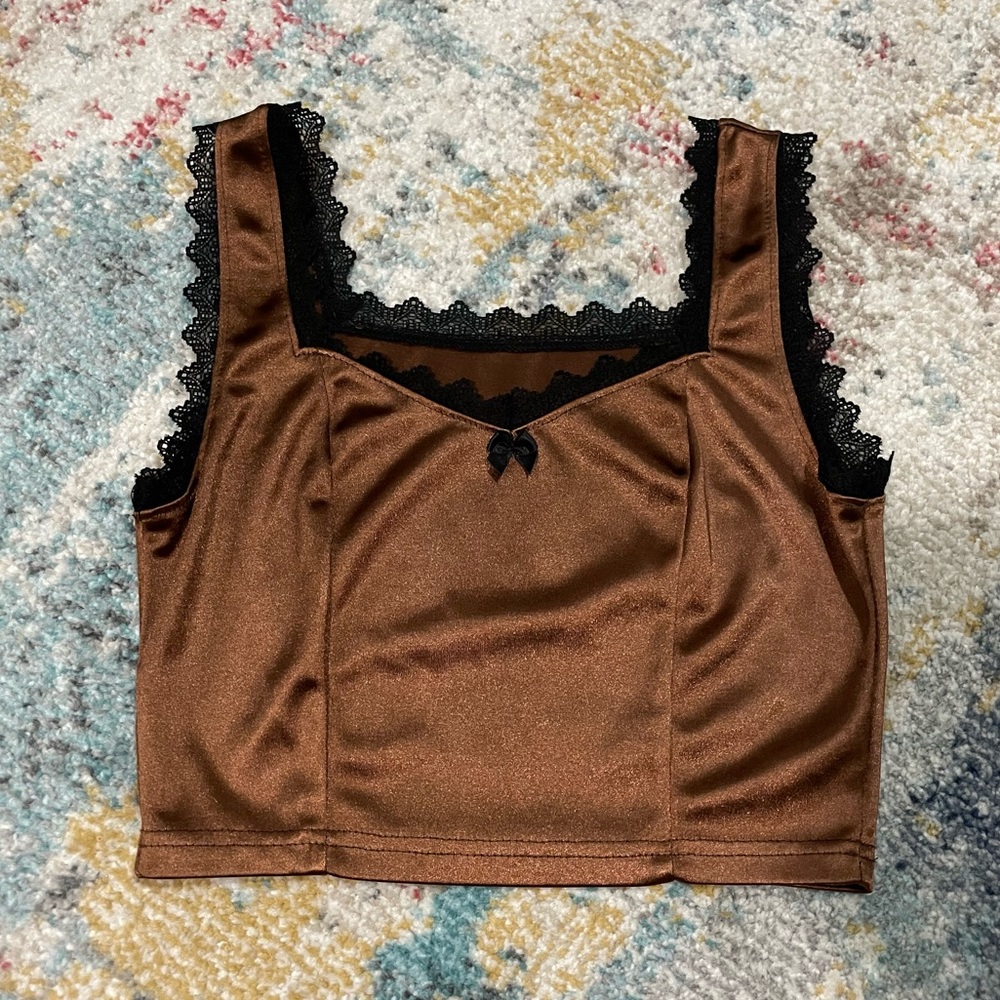 Brown Silky Crop Top
